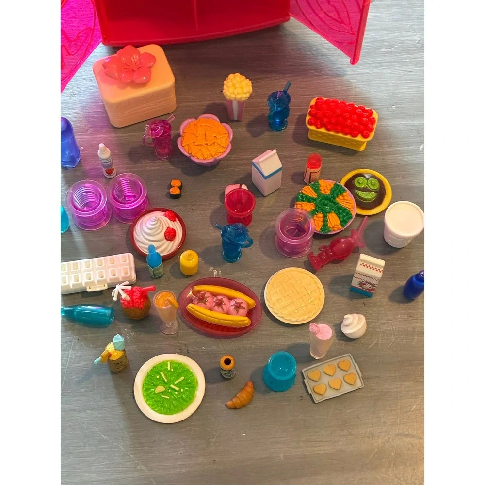 Barbie Glam Refrigerator Pink Glitter Fridge with Large Food Accessory Y2K Lot
